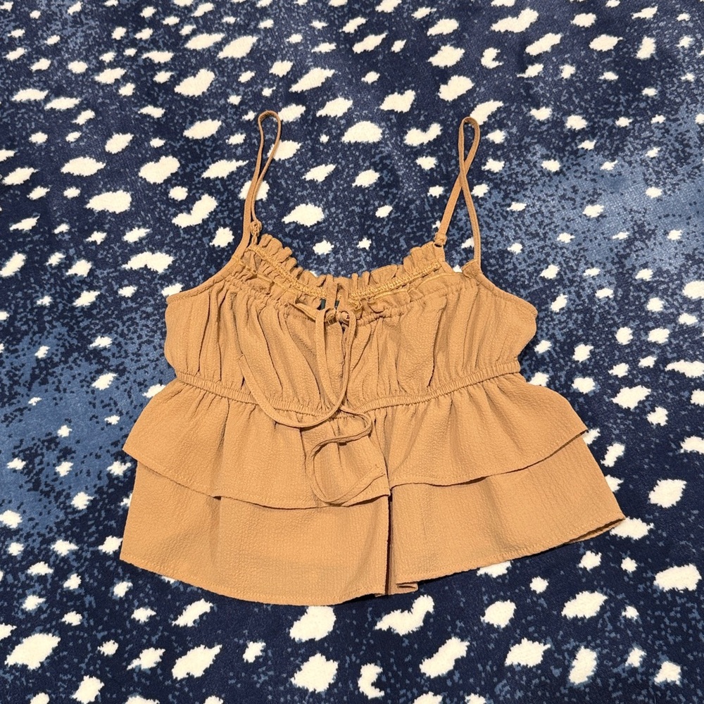 Wild Fable Camel Ruffled Top. Size XS